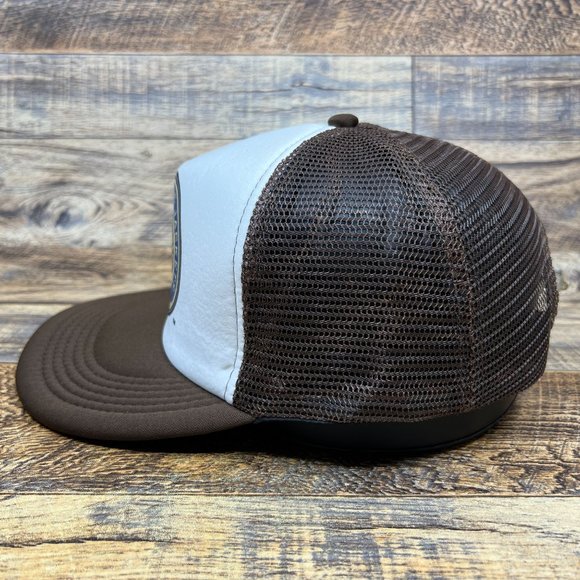 Retro Columbus Blue Jackets Mens Trucker Hat Brown Snapback NHL Hockey Cap - Picture 4 of 7